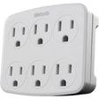 Woods 41196 Wall Adapter with 6 Grounded Outlets, White