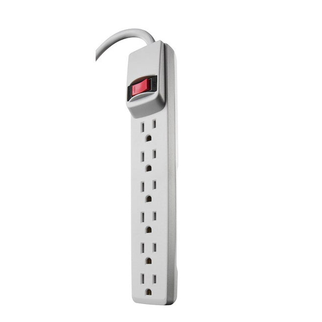 Woods 41435 Power Strip with 6 Outlets, 2.5’ Cord and Durable White Housing