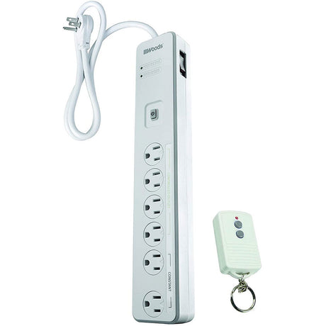 Woods 41715 Energy Saving Surge Protector Power Strip with 80 Foot Range Remote Control Outlets