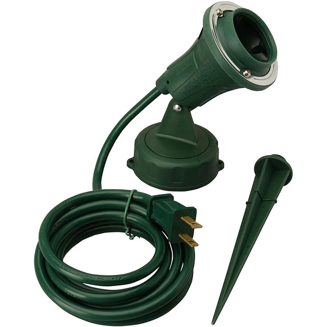 Woods 430 Outdoor Floodlight Fixture With Stake (6-Feet cord, 120V, Green)