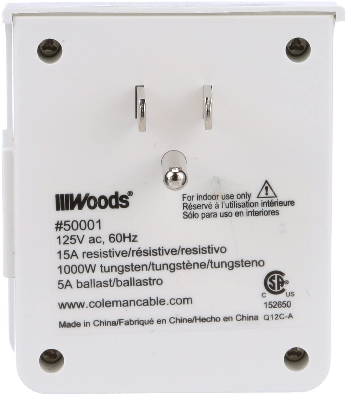 Woods 50001 50001WD Indoor 24-Hour Heavy Duty Plug-In Mechanical Timer, 1 Grounded Outlet - 4