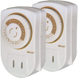 Woods 50006 50006WD Indoor 24-Hour Mechanical Outlet Timer, 30 Minute Intervals,2-Pack,White