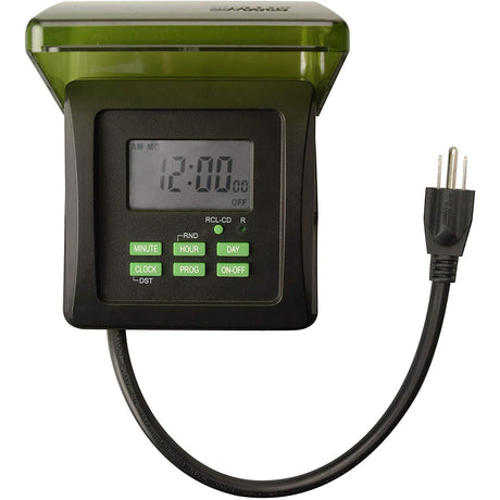 Woods 50015 50015WD Outdoor 7-Day Heavy Duty Digital Plug-in Timer, 2 Grounded Outlets, Weather