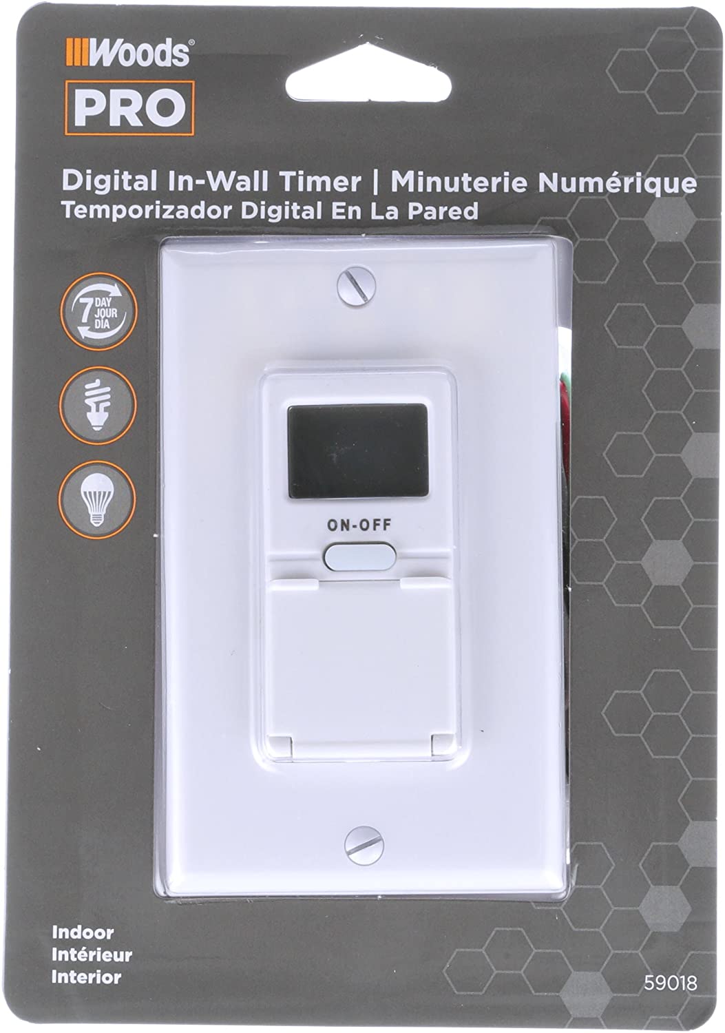 Woods 59018 59018WD In-Wall 7-Day Digital Timer - 4