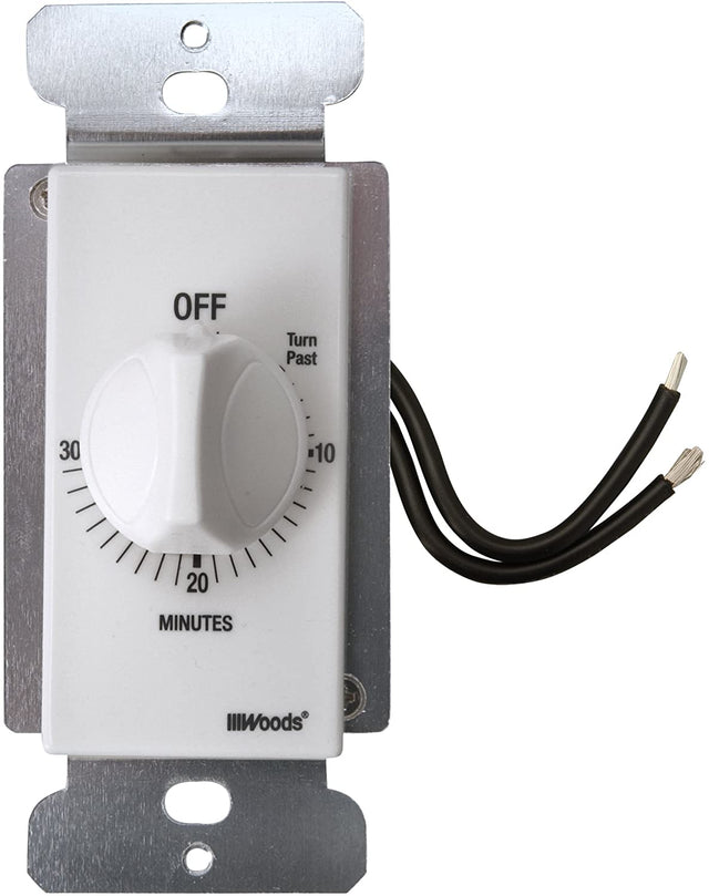 Woods 59714 In-Wall 30 Minute Spring Wound Timer, White