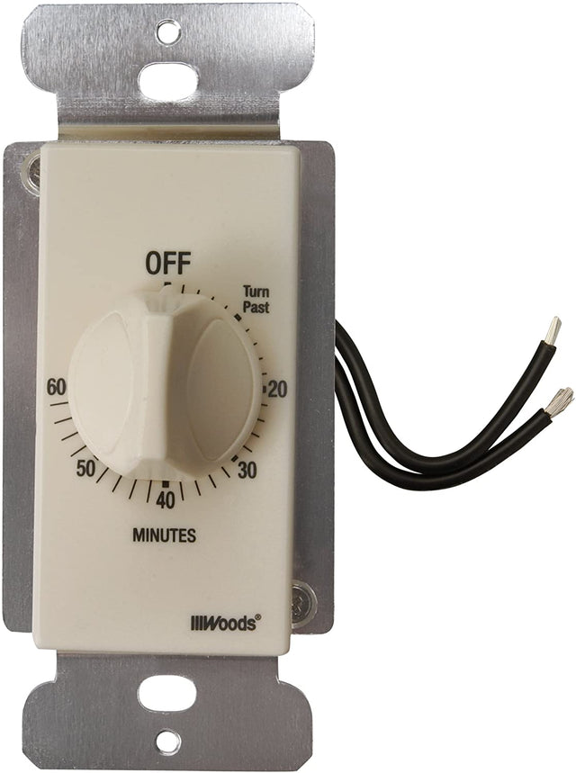 Woods 59718 In-Wall 60 Minute Spring Wound Timer, Light Almond