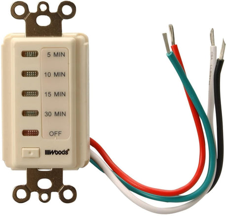 Woods 59720 59720WD In-Wall 30-Minute digital countdown timer, Light Almond