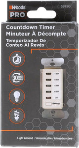 Woods 59720 59720WD In-Wall 30-Minute digital countdown timer, Light Almond - 4