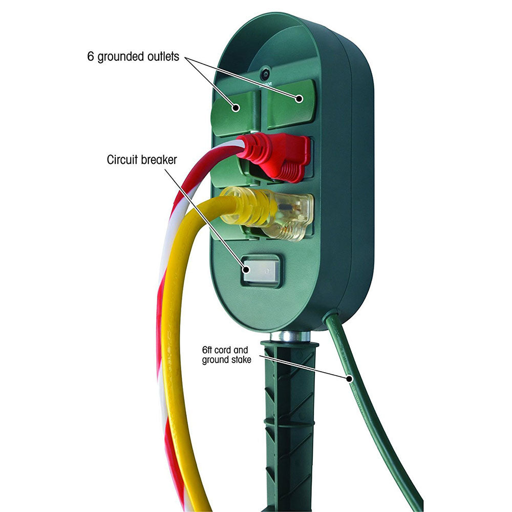 Woods 59785 59785WD 6-Outlet Yard Stake Timer with Photocell and Wireless Remote Control (Green) - 2