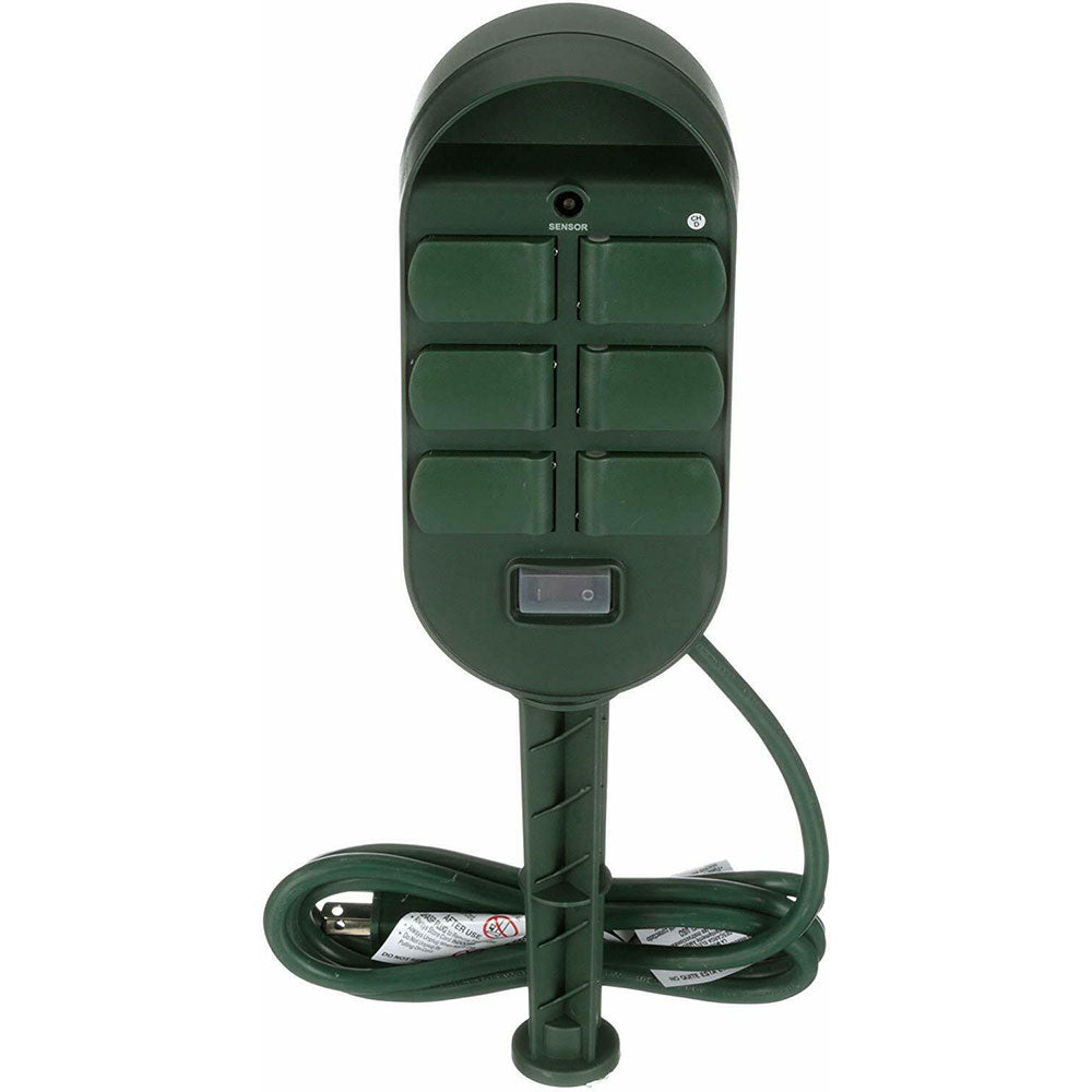 Woods 59785 59785WD 6-Outlet Yard Stake Timer with Photocell and Wireless Remote Control (Green) - 4