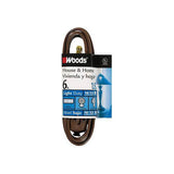 Woods 600 Indoor Extension Cord with Three 2-Prong Power Outlets (6 Foot, Brown)