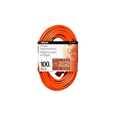 Woods 627 14/3 Outdoor SJTW Vinyl Extension Cord, 100-Foot, Orange