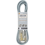 Woods 64598101 Decor Series 8-Foot Fabric Braided Indoor Extension Cord with Lighted Ends, 3 Po