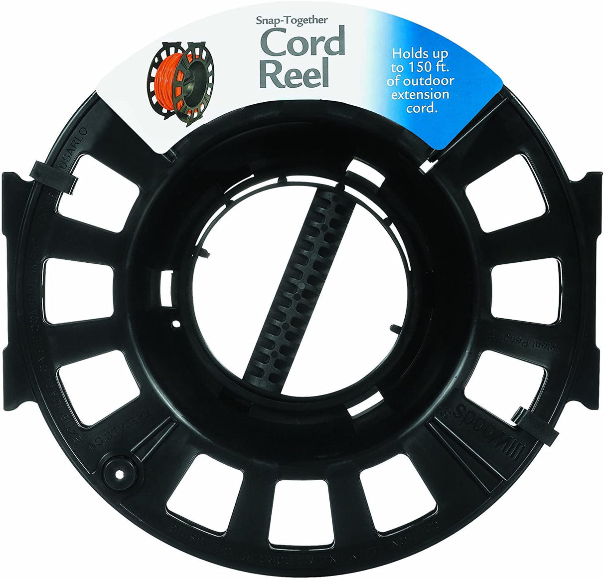 Woods 82870 Snap-Together Cord Reel, Holds up to 150-Foot 16/3 AWG, Black - 2