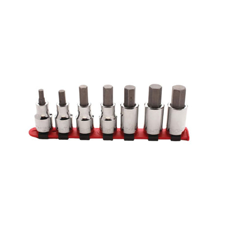 Wright Tool 405 1/2" Drive, 7 Piece Set Hex Bit Sockets w Standard Bit