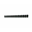 Wright Tool 466 1/2" Drive 6 Point Standard Metric Socket Set with Rail and Clips (16 Piece)