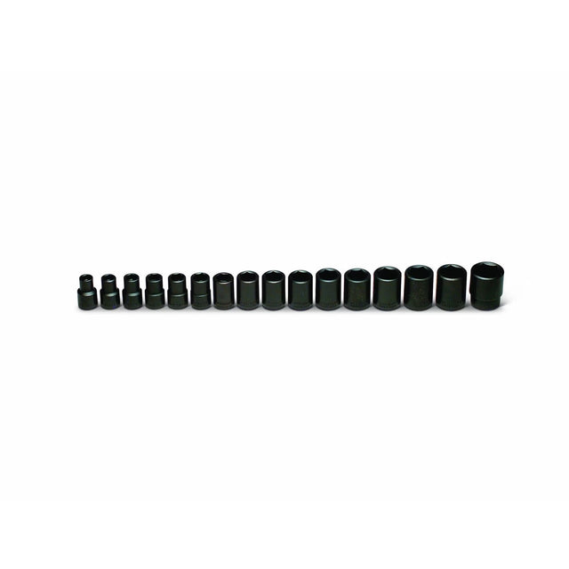 Wright Tool 466 1/2" Drive 6 Point Standard Metric Socket Set with Rail and Clips (16 Piece)