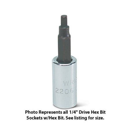 Wright Tool 2206 1/4" Drive Hex Bit Socket Standard Hex Bit 1/8"