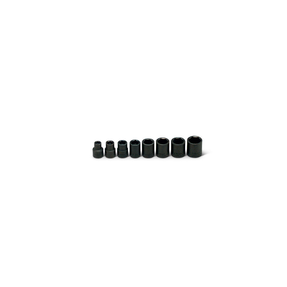 Wright Tool 313 3/8" Drive 8 Piece Standard Impact Sockets Set, 5/16" - 3/4"