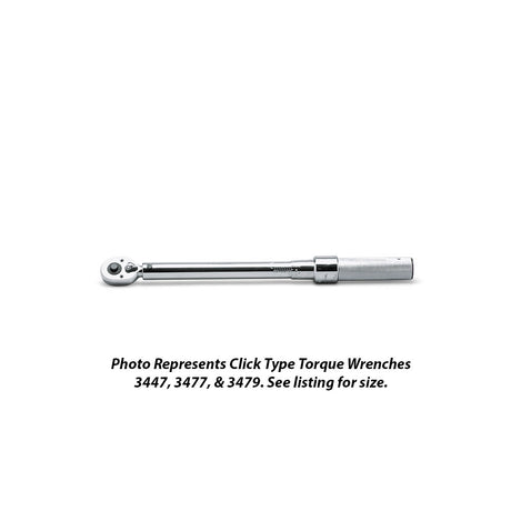 Wright Tool 3477 3/8" Drive Click Torque Wrench w Ratchet Handle 10-100' lbs