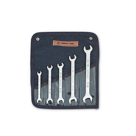 Wright Tool 735 Open End Wrench 5 Piece Set - Full Polish 3/8" - 7/8"