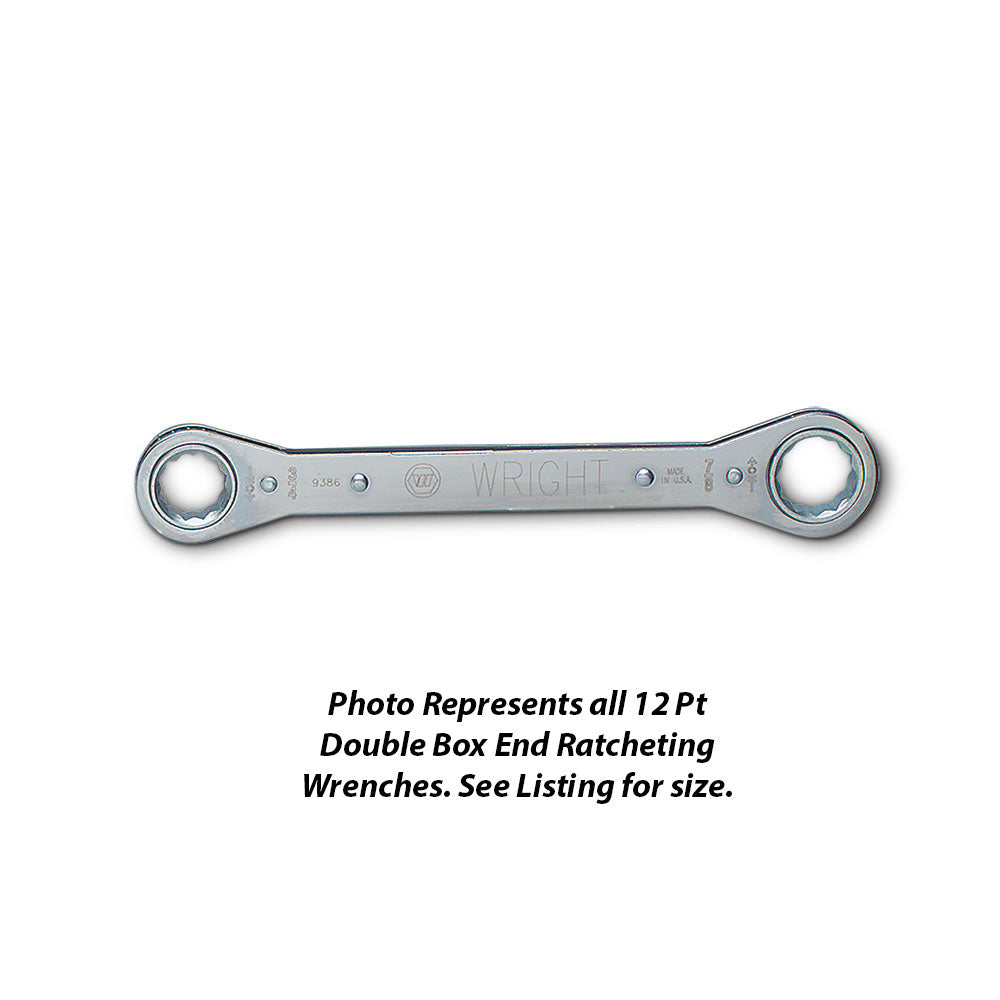 Wright Tool 9382 Ratcheting Double Box End Laminated Wrench 3/8" x 7/16"