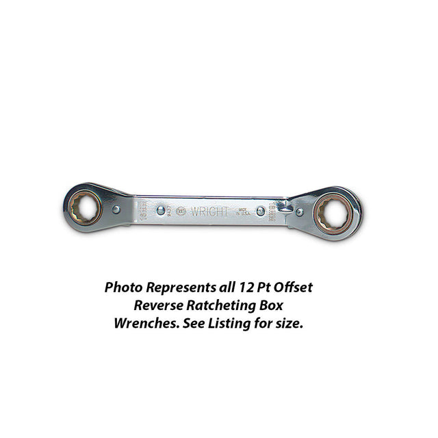 Wright Tool 9437 Offset Reverse Ratcheting Box Wrench 12 Point  - 16mm x 18mm