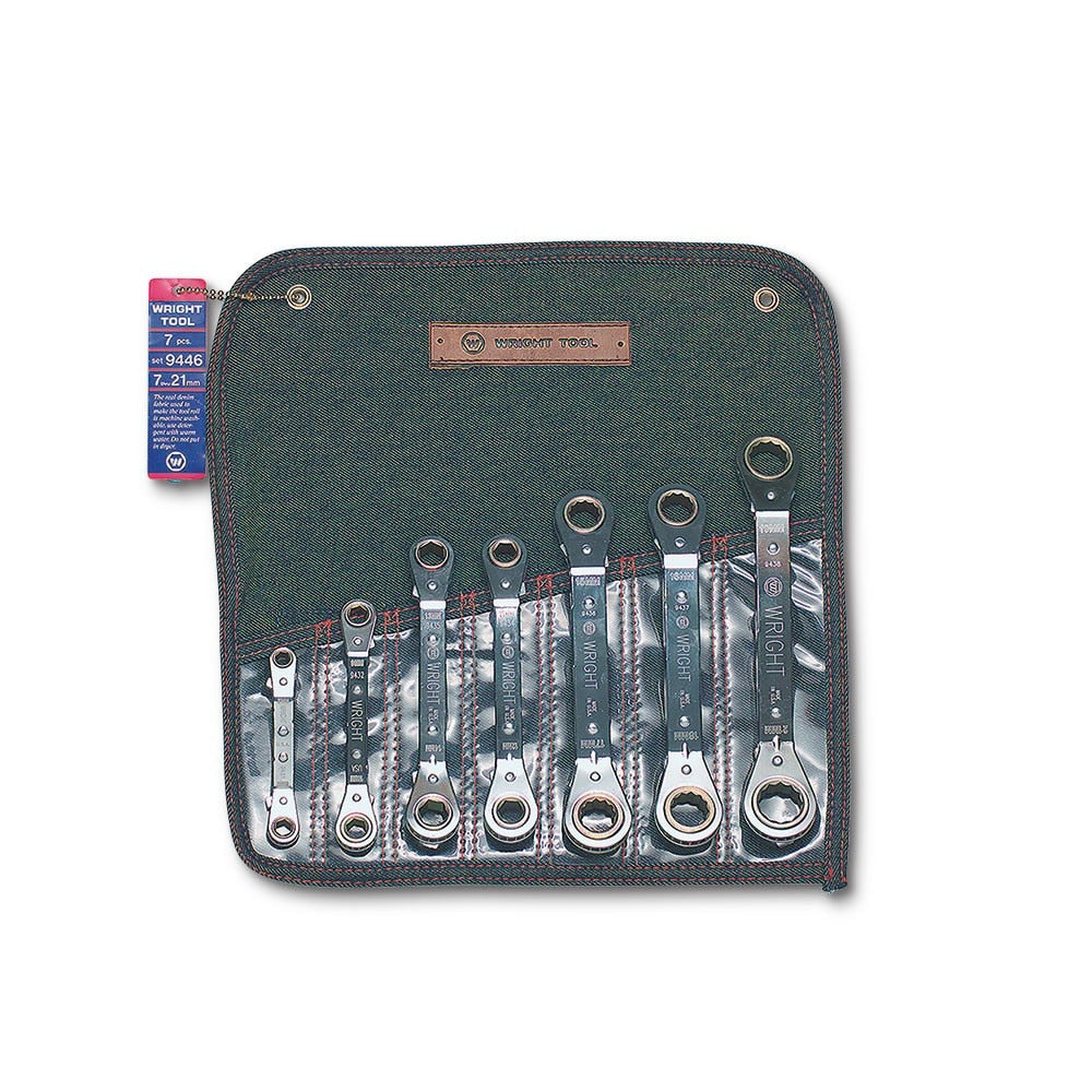 Wright Tool 9446 Reverse Ratcheting Box Wrench 7 Piece Set 7mm - 21mm ...