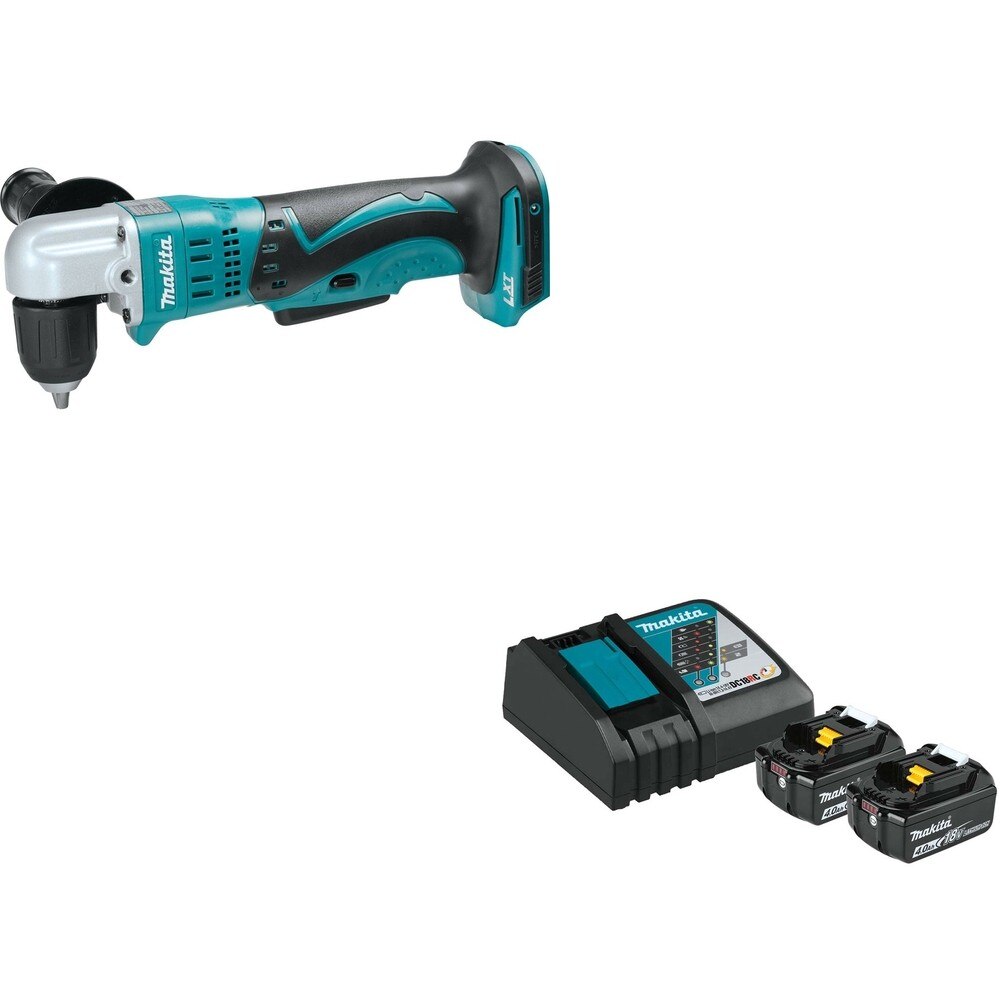 Makita XAD02Z 3/8" Angle Drill W/ BL1840BDC2X Battery and Rapid Optimum Charger Starter Pack