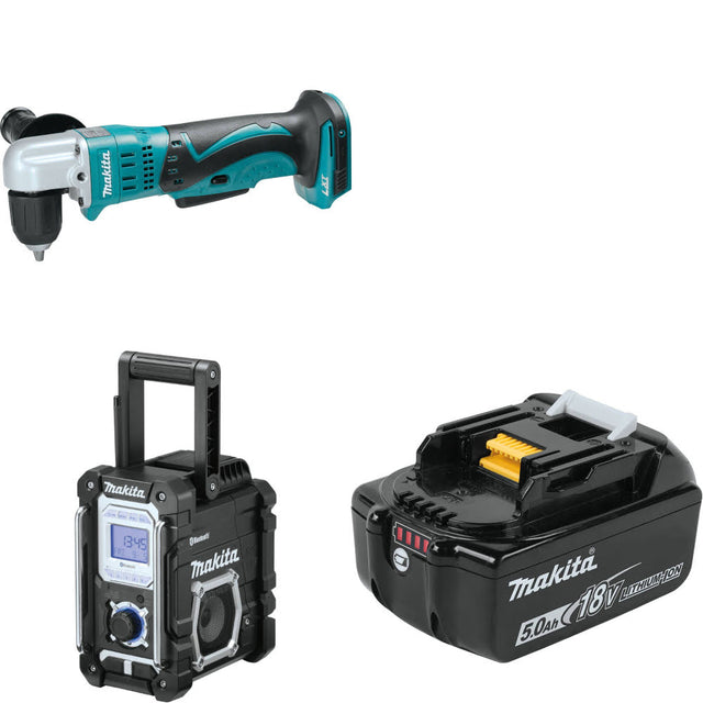 Makita XAD02Z 18V LXT Angle Drill, Bare W/ XRM06B 18V Radio & FREE 18V Battery