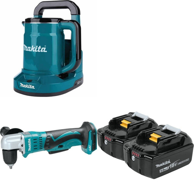 Makita XAD02Z 18V LXT Li-Ion 3/8" Angle Drill W/ XTK01Z Hot Water and BL1850B-2 5.0Ah Battery