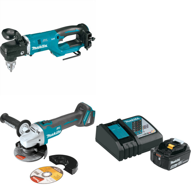 Makita XAD05Z 18V LXT 1/2" Angle Drill W/ XAG04Z 18V Grinder & FREE Starter Pack