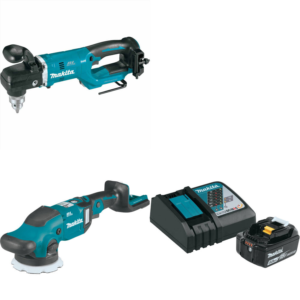 Makita XAD05Z 18V LXT Angle Drill W/ XOP02Z 18V Polisher & FREE Starter Pack