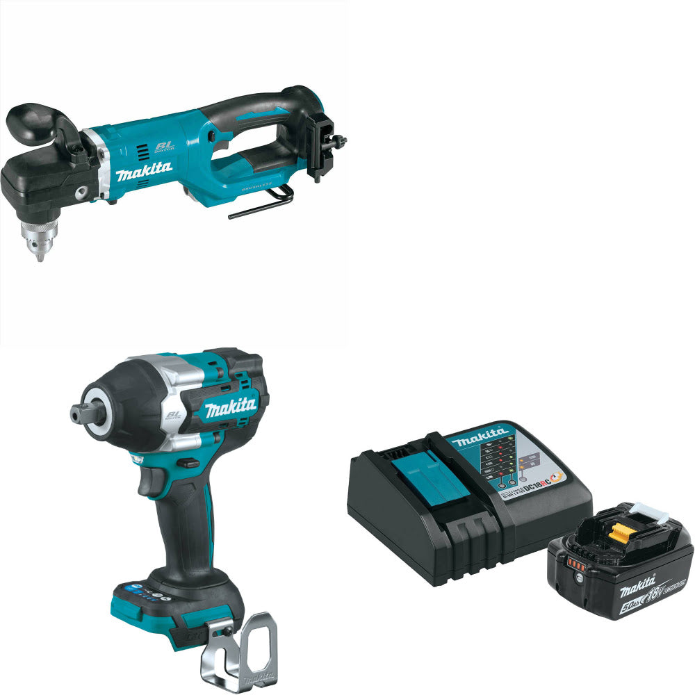 Makita XAD05Z 18V LXT Angle Drill W/ XWT18Z Impact Wrench & FREE Starter Pack