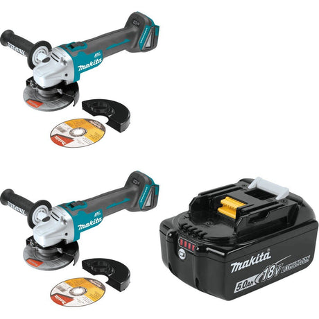 Makita XAG04Z 18V LXT Brushless Angle Grinder, 2 Pack Kit W/ FREE BL1850B 18V LXT 5.0Ah Battery