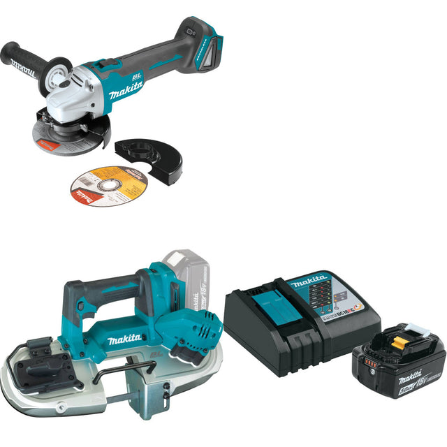 Makita XAG04Z 18V LXT Angle Grinder W/ XBP04Z 18V Band Saw & FREE Starter Pack