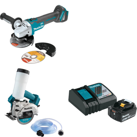 Makita XAG04Z 18V LXT Angle Grinder W/ XCC01Z 18V Saw, Bare & FREE Starter Pack