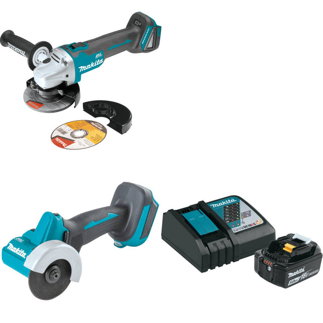 Makita XAG04Z 18V LXT Grinder W/ XCM01Z 18V Cut-Off Tool & FREE Starter Pack