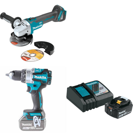 Makita XAG04Z 18V LXT Grinder W/ XPH16Z 18V Driver-Drill & FREE Starter Pack