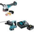 Makita XAG04Z 18V LXT Angle Grinder W/ XRH01Z Rotary Hammer & FREE Starter Pack