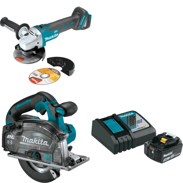 Makita XAG04Z 18V LXT Angle Grinder W/ XSC04Z 18V Saw, Bare & FREE Starter Pack