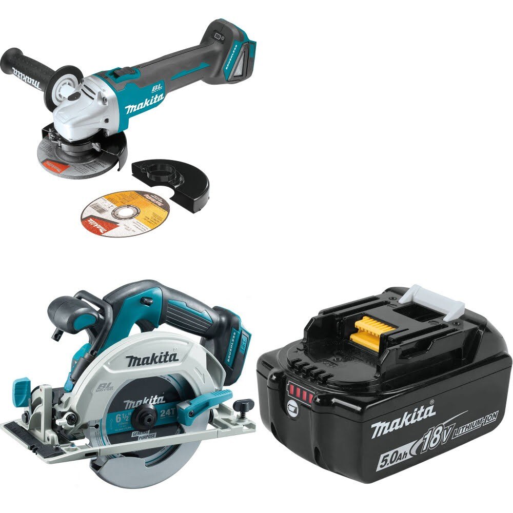 Makita XAG04Z Angle Grinder Kit W/ XSH03Z Circular Saw and FREE BL1850B Battery