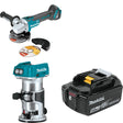 Makita XAG04Z Angle Grinder Kit W/ XTR01Z Router and FREE BL1850B Battery