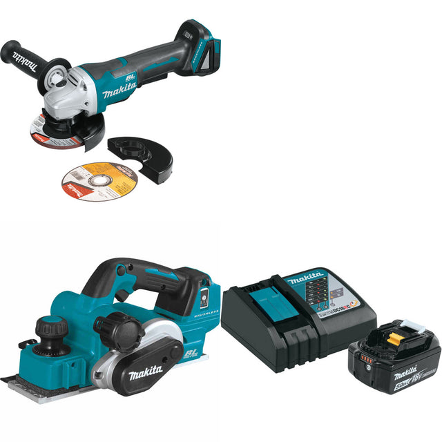 Makita XAG11Z 18V Cut-Off/Angle Grinder W/ XPK02Z 18V Planer & FREE Starter Pack