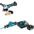 Makita XAG11Z 18V Cut-Off/Angle Grinder W/ XRJ08Z Recip Saw & FREE Starter Pack