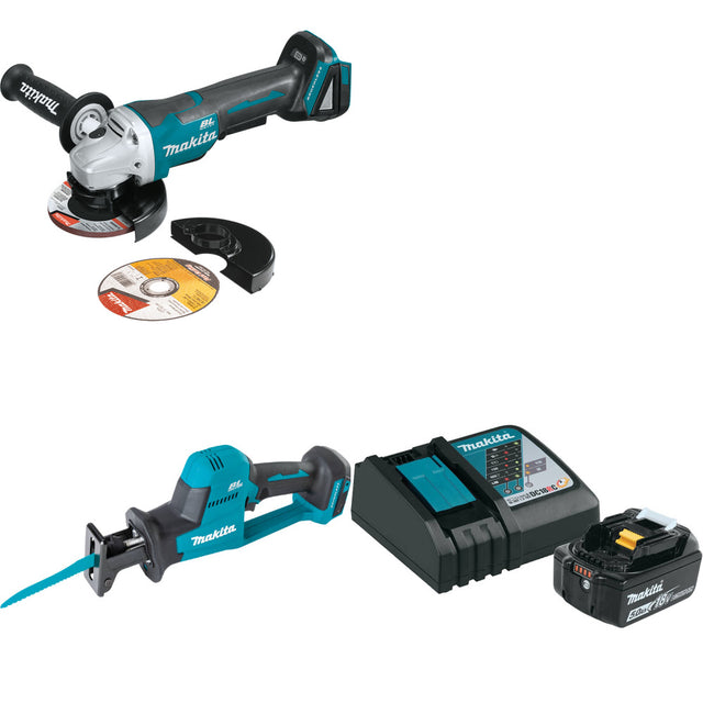 Makita XAG11Z 18V Cut-Off/Angle Grinder W/ XRJ08Z Recip Saw & FREE Starter Pack