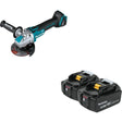 Makita XAG25Z 18V LXT 4-1/2" / 5" X-LOCK Angle Grinder, with AFT W/ BL1850B-2 5.0Ah Battery, 2