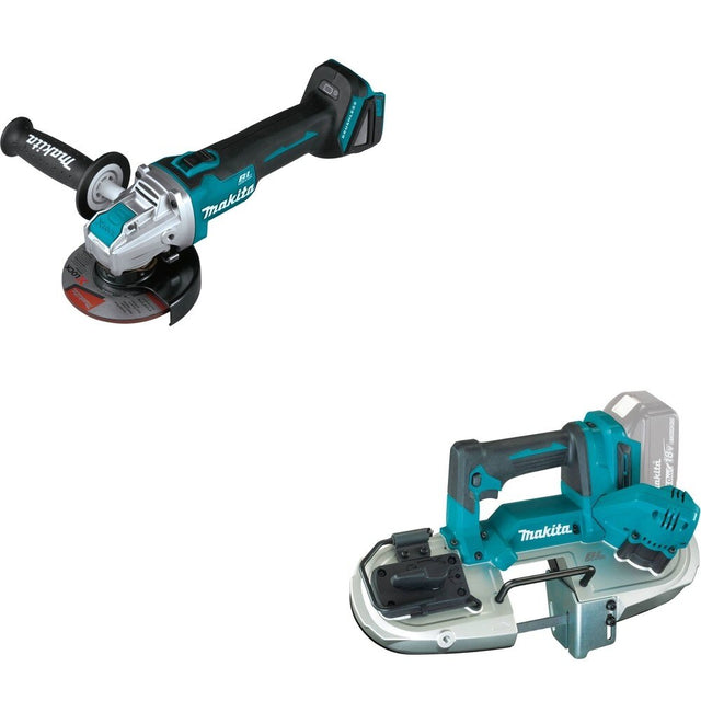 Makita XAG25Z 18V LXT 4-1/2" / 5" X-LOCK Angle Grinder W/ XBP04Z 18V LXT Band Saw, Tool Only