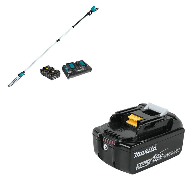 Makita XAU02PTB 36V (18V X2) 10" Telescoping Pole Saw Kit, 13' Length W/ FREE Battery (5.0Ah)