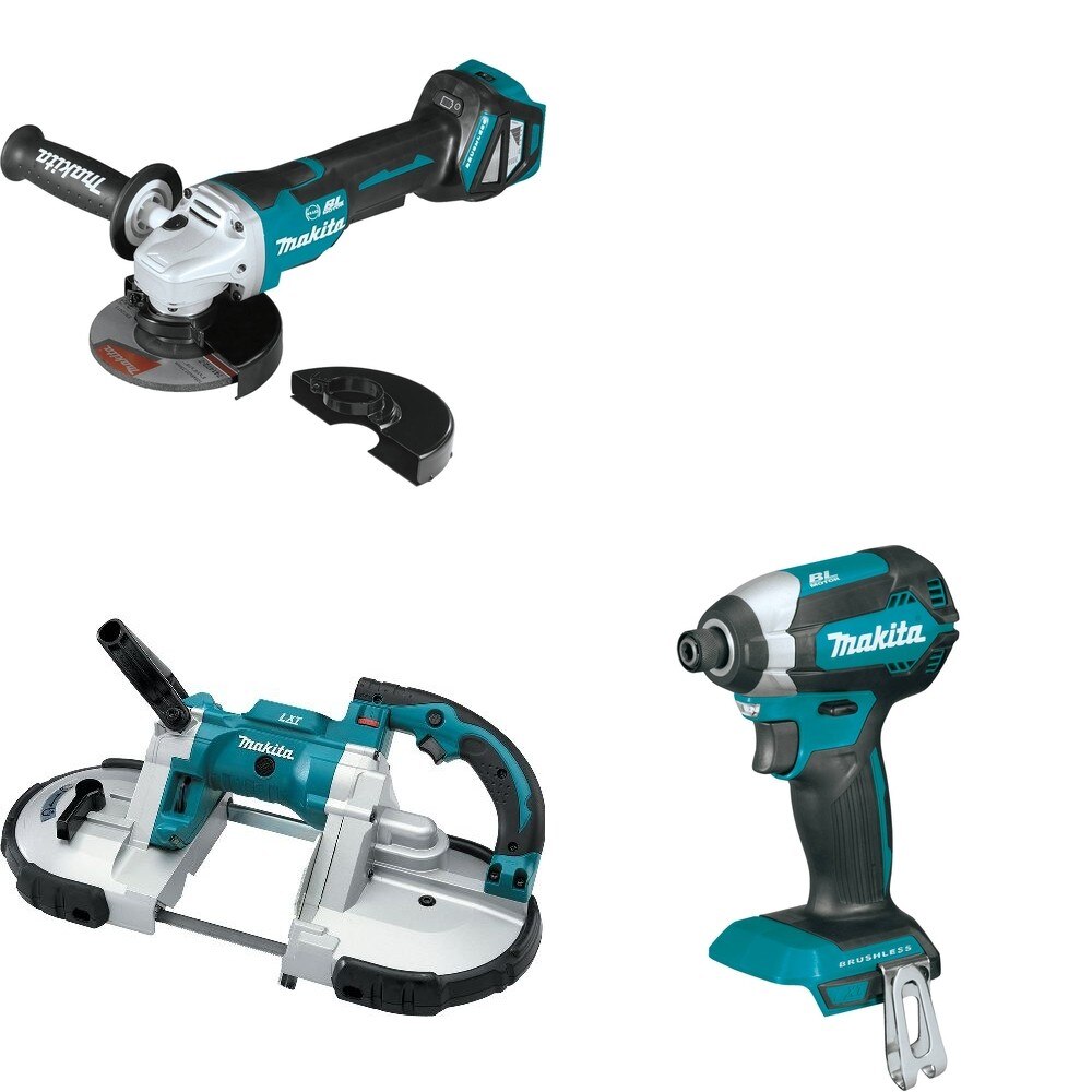 Makita XBP02Z Portable Band Saw W/ XAG20Z Cut-Off/Angle Grinder and FREE XDT13Z Impact Driver